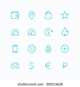 Outline ecommerce vector icons for web and mobile. Thin 2 pixel stroke