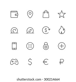 Outline ecommerce vector icons for web and mobile. Thin 2 pixel stroke