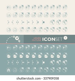 Outline Editable Digital Media Icons Set Collection