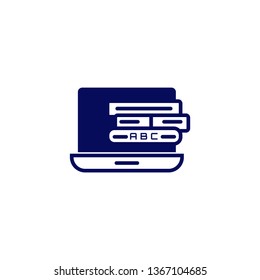 Outline education icon- book and laptop vector simple and clean illustration
