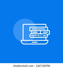 Outline education icon- book and laptop vector simple and clean illustration