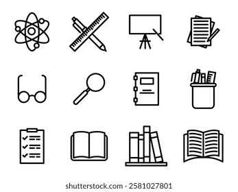 outline education and learning icon set vector