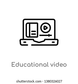 outline educational video vector icon. isolated black simple line element illustration from education concept. editable vector stroke educational video icon on white background