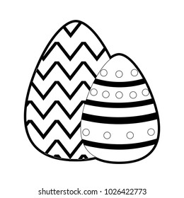 outline eggs easter with figures points to holiday celebration