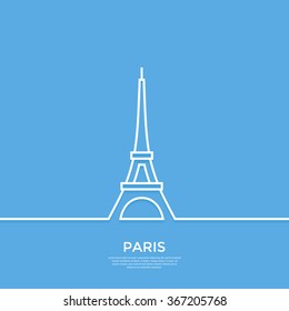 Outline Eiffel Tower. Paris. Minimal Abstract Background. Vector Illustration.