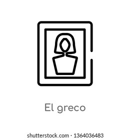 outline el greco vector icon. isolated black simple line element illustration from museum concept. editable vector stroke el greco icon on white background