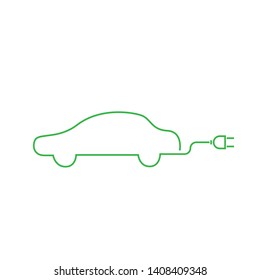 Outline Electric car thin line icon. Vector illustration