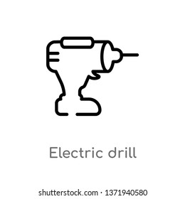 outline electric drill vector icon. isolated black simple line element illustration from construction concept. editable vector stroke electric drill icon on white background