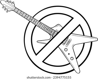 outline electric guitar line art