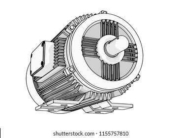 outline electric motor vector 