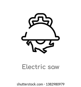 outline electric saw vector icon. isolated black simple line element illustration from industry concept. editable vector stroke electric saw icon on white background