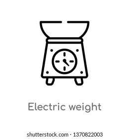 outline electric weight scale vector icon. isolated black simple line element illustration from bistro and restaurant concept. editable vector stroke electric weight scale icon on white background