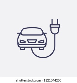 Outline electro car icon illustration,vector energy auto sign symbol