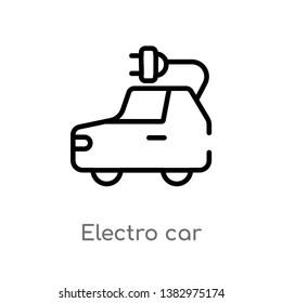 outline electro car vector icon. isolated black simple line element illustration from general-1 concept. editable vector stroke electro car icon on white background