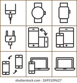 Esquema de dispositivos Electrónicas y accesorios en un diseño de patrón de cuadrícula.