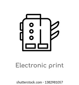 outline electronic print machine vector icon. isolated black simple line element illustration from industry concept. editable vector stroke electronic print machine icon on white background