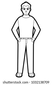 outline elegant man with clothes and hairstyle design