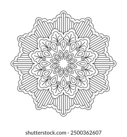 outline element flower paper mandala design coloring book page