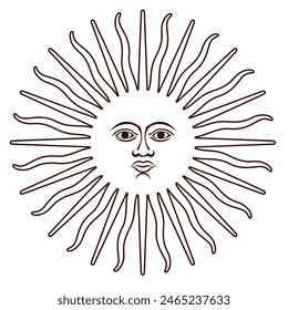 Outline elements of the Argentine flag. Sun with face.