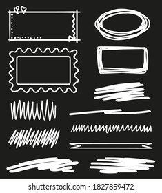 Outline elements. Geometric shapes. Hand drawn geometric scrawls. Black and white illustration