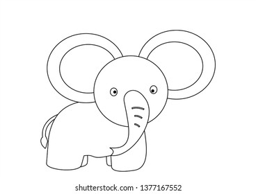 Outline Elephant Cartoon Kids Coloring Illustration Stock Vector ...