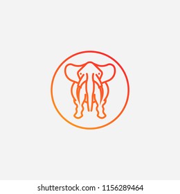 Outline elephant icon,gradient illustration,vector animal sign symbol