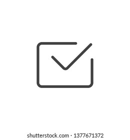 Outline Email Icon With Check Mark. Envelope sign. Vector Illustration.