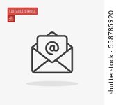 Outline email icon isolated on grey background. Open envelope pictogram. Line mail symbol for website design, mobile application, ui. Vector illustration. Eps10
