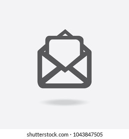 Outline email icon isolated on grey background. Open envelope pictogram. Line mail symbol for website design, mobile application, ui. Editable stroke. Vector illustration. Eps10
