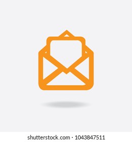 Outline email icon isolated on grey background. Open envelope pictogram. Line mail symbol for website design, mobile application, ui. Editable stroke. Vector illustration. Eps10