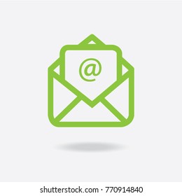 Outline email icon isolated on grey background. Open envelope pictogram. Line mail symbol for website design, mobile application, ui. Editable stroke. Vector illustration. Eps10