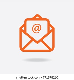 Outline email icon isolated on grey background. Open envelope pictogram. Line mail symbol for website design, mobile application, ui. Editable stroke. Vector illustration. Eps10