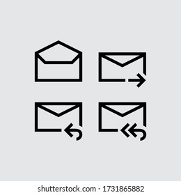 Outline email icon. Open the envelope pictogram, reply, forward for mobile applications, ui, web, etc. Vector illustration. Eps10