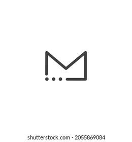 Icono de esquema de correo electrónico. Abra el pictograma del sobre. Símbolo de seguridad, aplicación móvil. trazos editables. Ilustración vectorial.