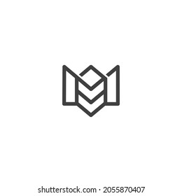Outline email icon. Open the envelope pictogram. Security symbol, mobile app. Editable strokes. Vector illustration.