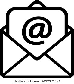 Outline email icon. Open envelope pictogram. Line mail symbol for website design, mobile application, ui. Vector illustration. Eps10