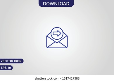 Outline email icon vector illustration isolated on grey background. Open envelope pictogram. Line mail symbol for website design, mobile application.