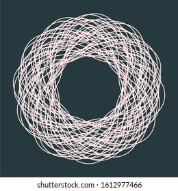 Outline emblem. Retro ornamental design. Spiral pattern