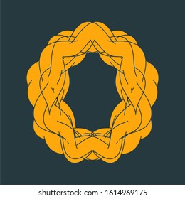 Outline emblem. Retro ornamental design. Spiral pattern