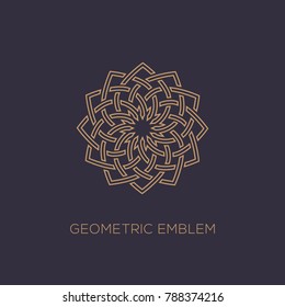Outline emblem template design on a dark background. Vector illustration.