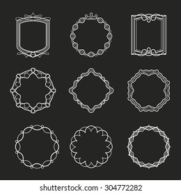 Outline emblems and badges frames for abstract linear hipster logo