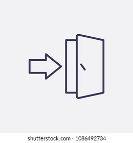 Outline emergency exit icon illustration,vector door sign symbol