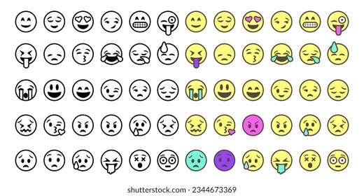 Outline emoji icon in filled, thin line, outline and stroke style. Vector illustration of two colored and black emoticons, vector icons designs can be used for mobile, ui, web