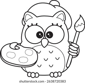 Outline of Emoticon of cute owl in daily life.
outline of baby owl was painting
