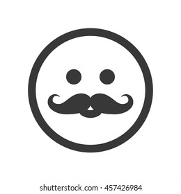 Outline emoticon, emoji isolated on white background, smiley face hipster person, vector illustration