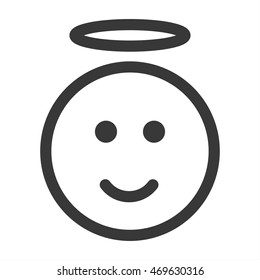 Outline emoticon, emoji isolated on white background, smiley face, vector illustration