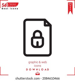 Outline encrpyted-file icon. encrpyted-file icon vector isolated on white background. Graphic design, material-design,  mobile application, logo, user interface. EPS 10 format vector