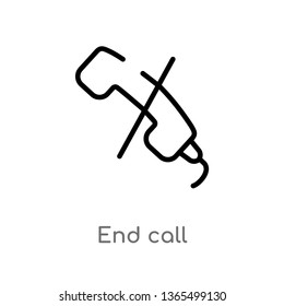 outline end call vector icon. isolated black simple line element illustration from message concept. editable vector stroke end call icon on white background