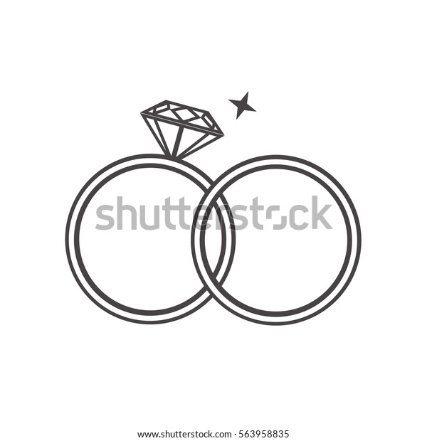 Outline Engagement Wedding Rings Stock Vector (Royalty Free) 563958835