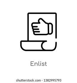 outline enlist vector icon. isolated black simple line element illustration from miscellaneous concept. editable vector stroke enlist icon on white background